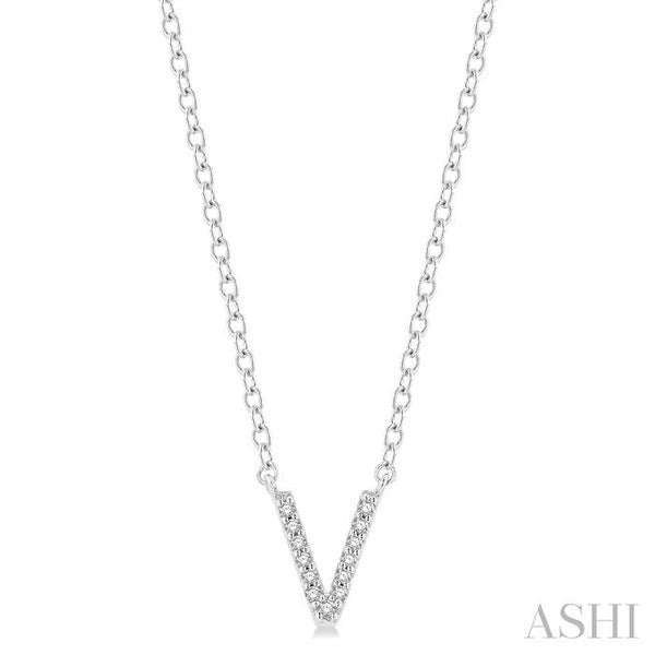 Ashi - 'V' Diamond Initial Pendant