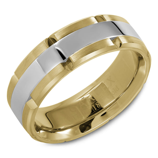 CROWN RING - TWO TONE MENS BAND