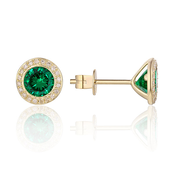 LUVENTE - EMERALD & DIAMOND POST EARRINGS