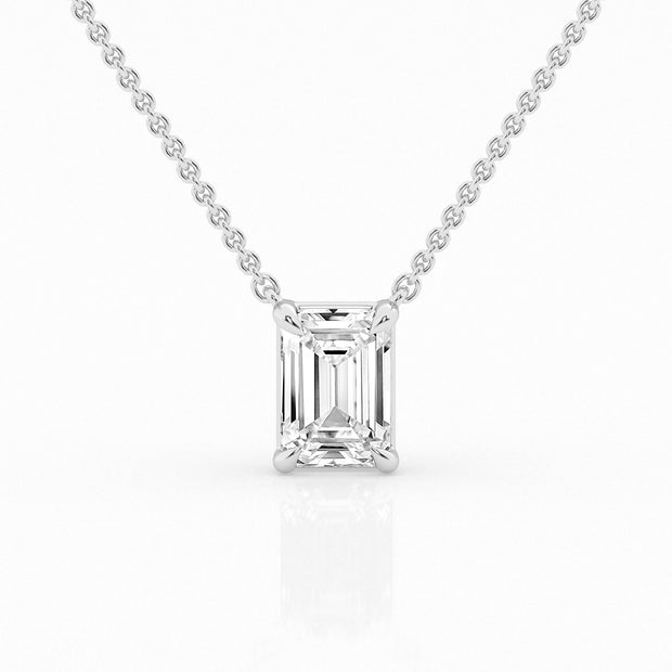 Diamond Solitaire Pendant - 2 Ct Emerald