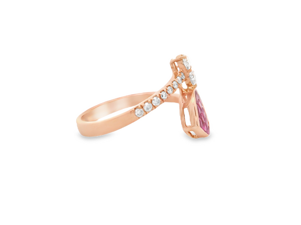 Ruby & Diamond Hearts Bypass Ring