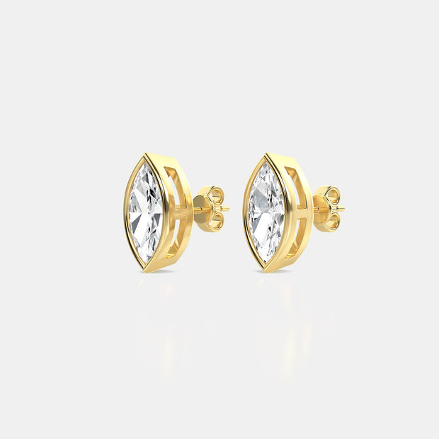 Bezel Set Diamond Stud Earrings