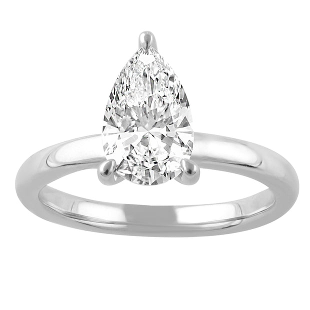 Diamond Solitaire Engagement Ring – 2 Ct Pear Center