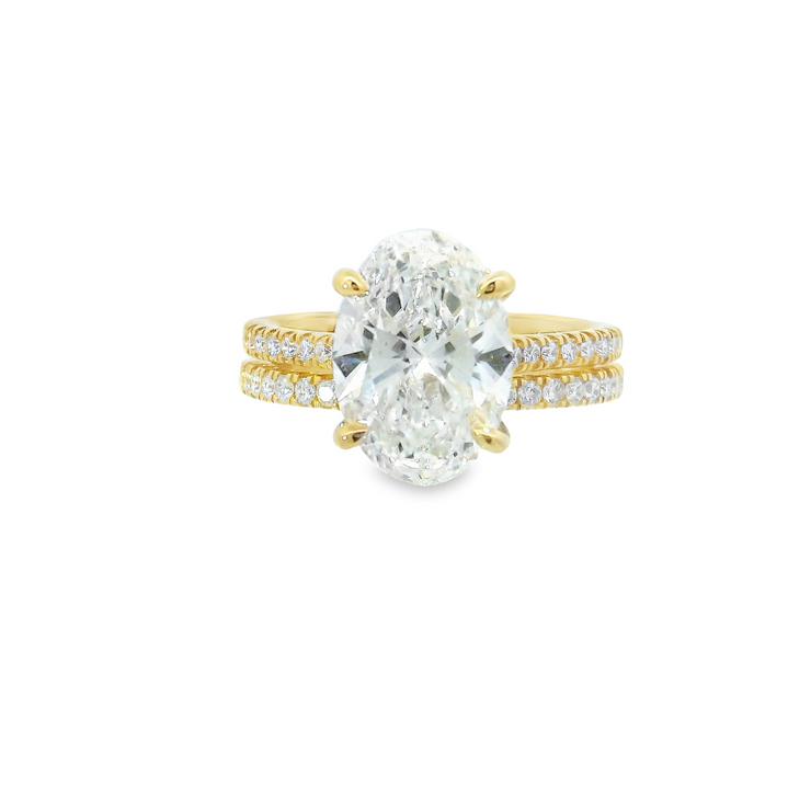 Diamond Wedding Set - 3 Ct Oval Center