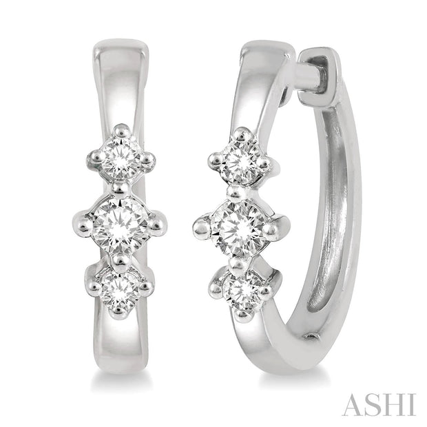 ASHI - DIAMOND HUGGIE HOOP EARRINGS