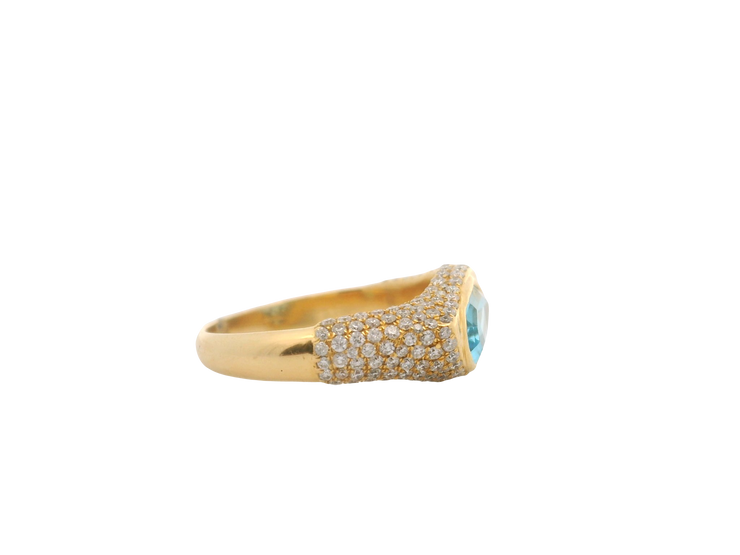 Blue Topaz & Diamond Ring