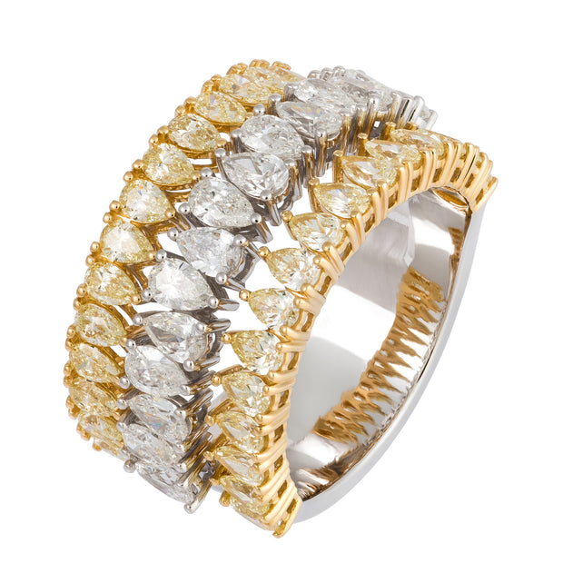 Yellow & White Pear Diamond Ring