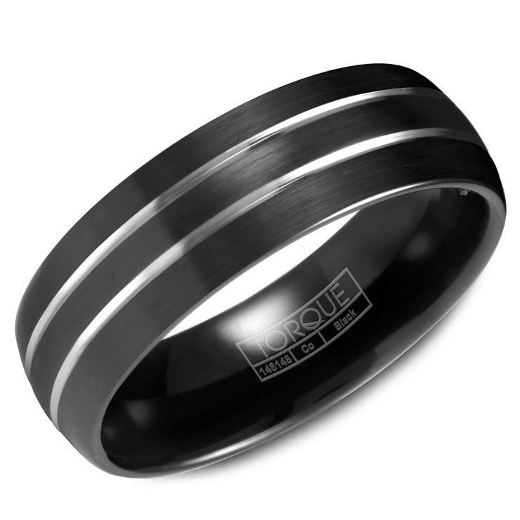 CROWN RING – MENS BLACK & WHITE COBALT WEDDING BAND