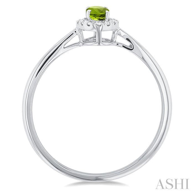 Oval Shape Peridot & Halo Diamond Ring