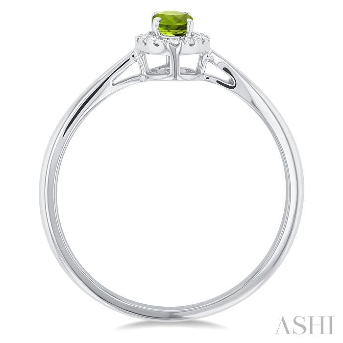 Oval Shape Peridot & Halo Diamond Ring