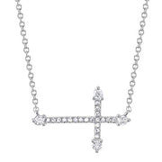 SHY CREATION - SIDEWAYS DIAMOND CROSS PENDANT