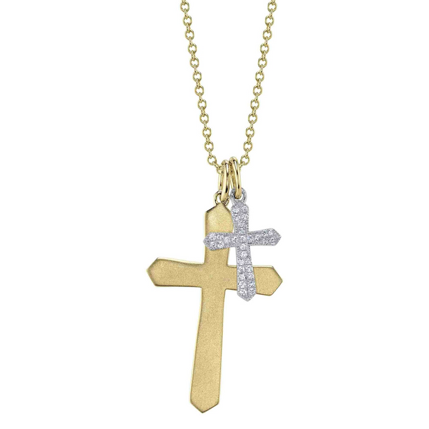 Shy Creation - Double Cross Diamond Pendant
