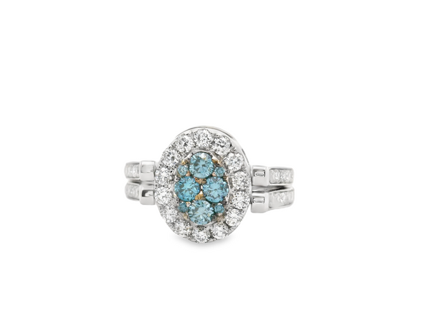 Blue & White Diamond Reversible Ring