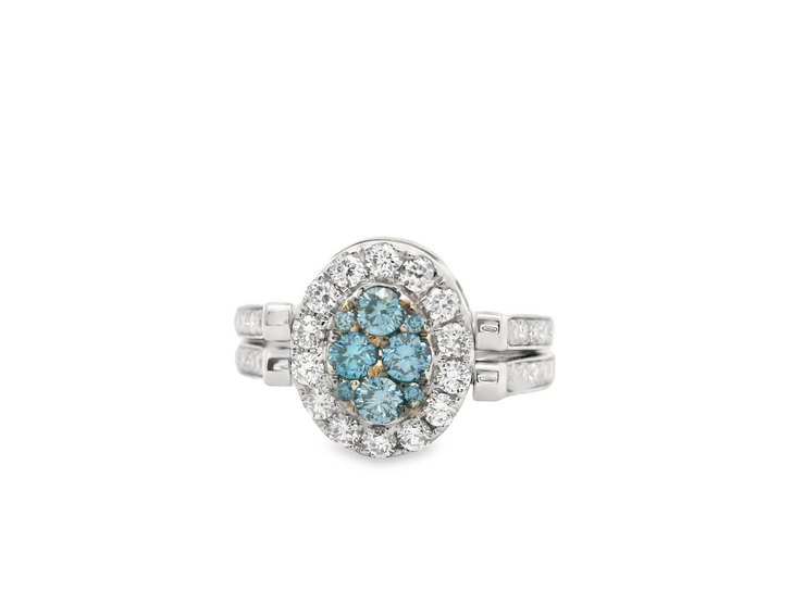 Blue & White Diamond Reversible Ring