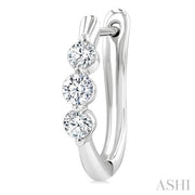 3 Stone Diamond Hoop Earrings - 0.50Cttw
