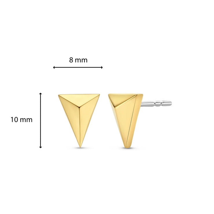 TI SENTO - GOLD PLATED 3D TRIANGLE STUD EARRINGS