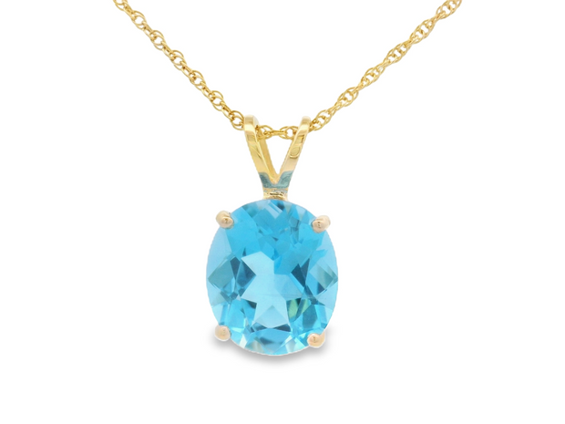 Blue Topaz Solitaire Pendant