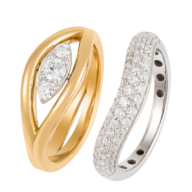 Illusion Evil Eye Ring with Matching Diamond Band