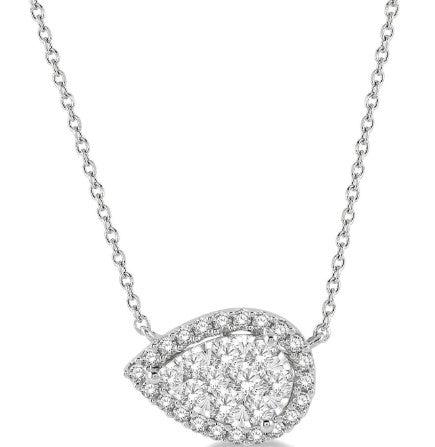 ASHI - DIAMOND CLUSTER EAST WEST PEAR PENDANT