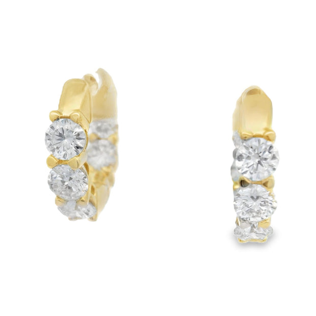Diamond In & Out Huggie Hoop Earrings - 1 3/4 Ct