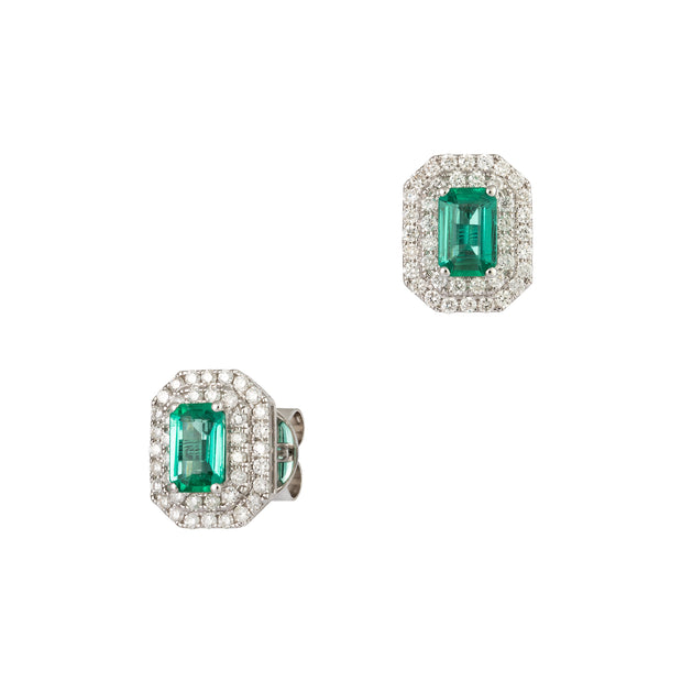 Emerald & Diamond Post Earrings