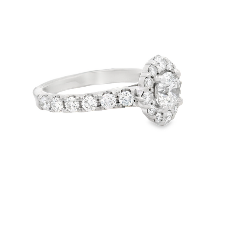 Diamond Halo Engagement Ring - 1 1/2 Tcw