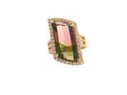 Watermelon Tourmaline & Diamond Ring