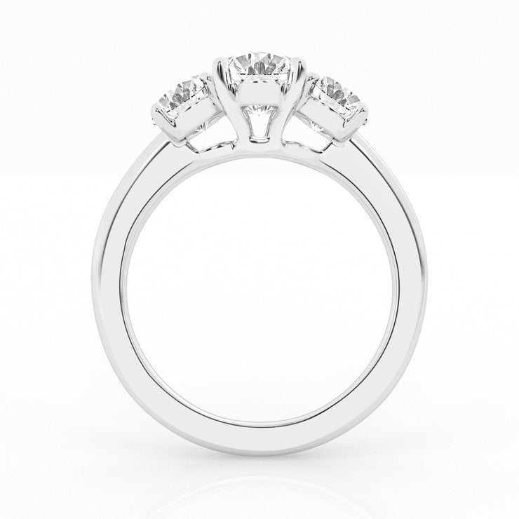3 Stone Lab Grown Oval Diamond Engagement Ring
