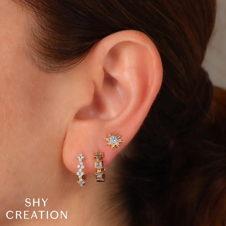 Shy Creation - Diamond Huggie Hoop Earrings