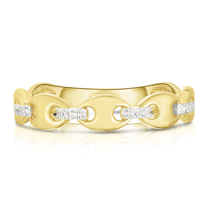 URBAETIS - Gold Mariner Ring with Diamond Links