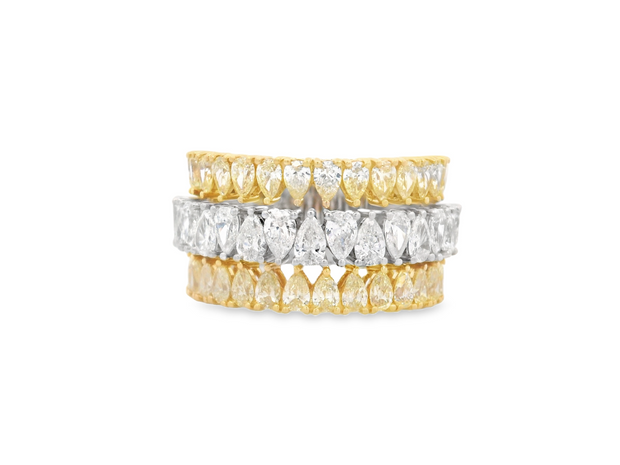 Yellow & White Pear Diamond Ring