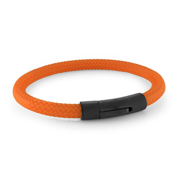 Orange Tire Rubber Bracelet with Black Clasp