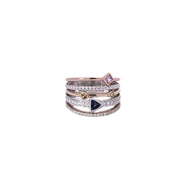 ARYA'S COLLECTION - MULTI STONE TRI COLOR RING