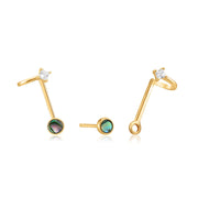 ANIA HAIE- GOLD TIDAL ABALONE DOUBLE STUD EARRINGS