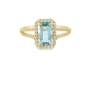 Aquamarine & Diamond Ring
