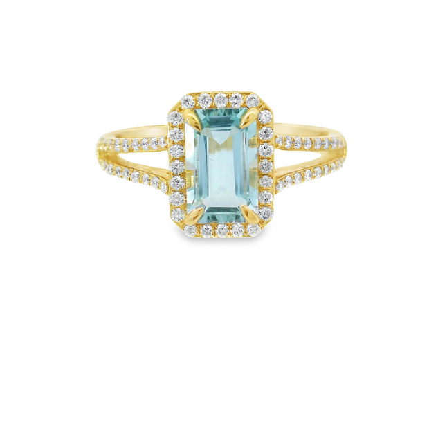 Aquamarine & Diamond Ring