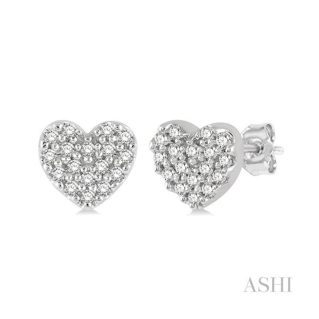 Ashi - Diamond Heart Stud Earrings