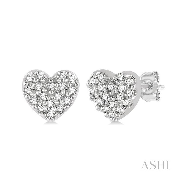 ASHI - DIAMOND HEART STUD EARRINGS