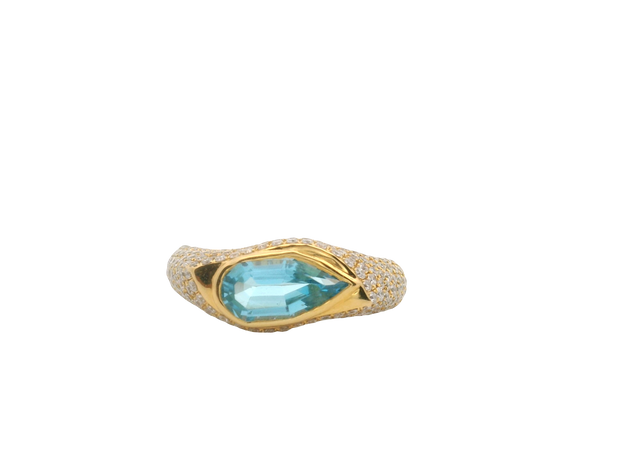 Blue Topaz & Diamond Ring