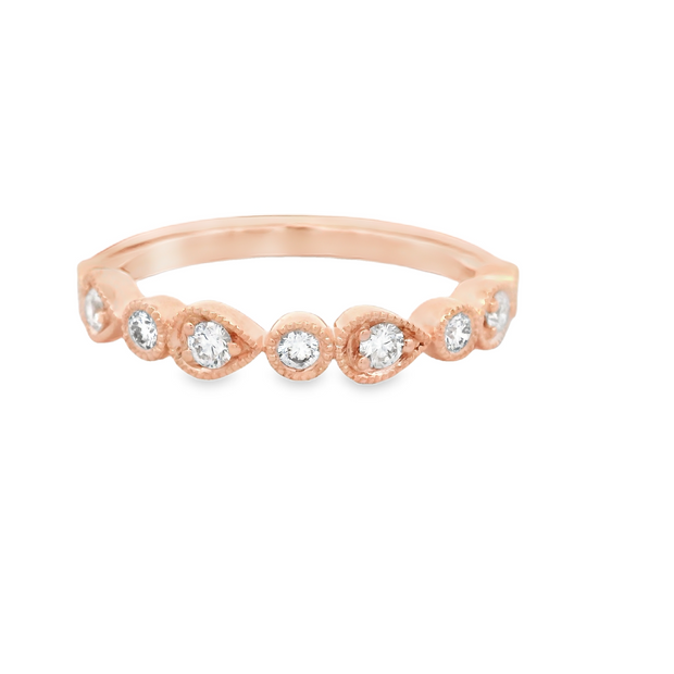Alternating Shapes Diamond Wedding Band - 1/4 Ct