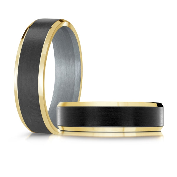 ?BLACK CARBON FIBER, GOLD & TANTALUM MARDINI WEDDING BAND