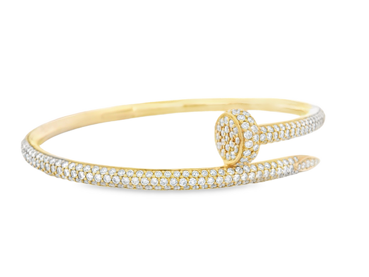 Pave Diamond Nail Bangle Bracelet