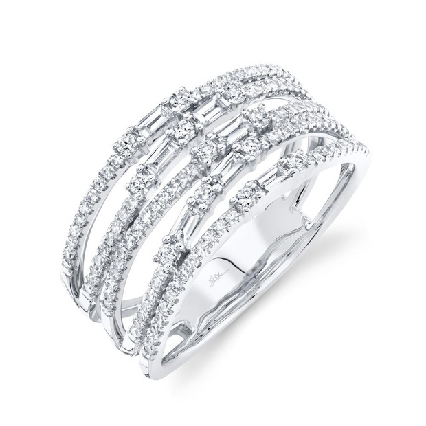 Shy Creation - Diamond Bypass Baguette Ring