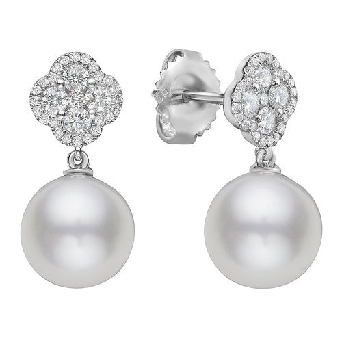 Pearl & Diamond Dangle Earrings