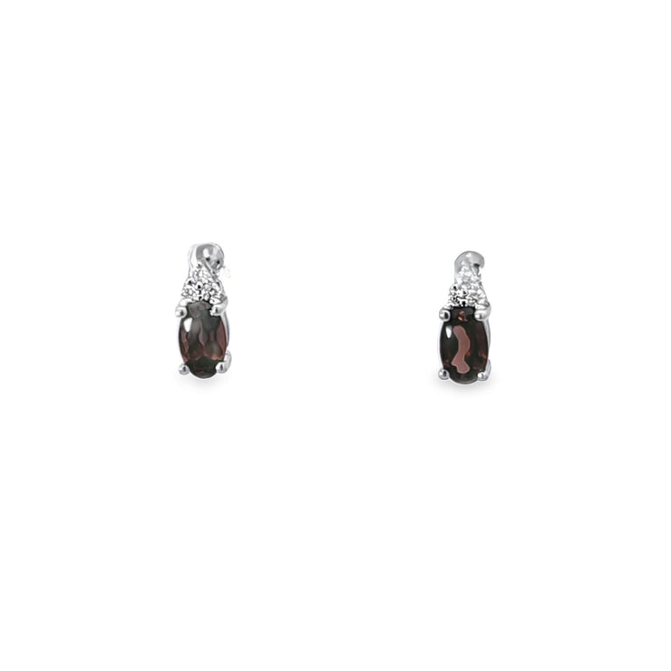 GARNET & DIAMOND POST EARRINGS