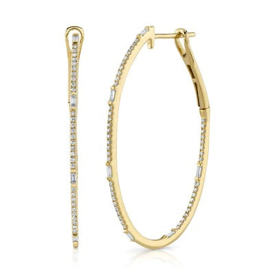 SHY CREATION - BAGUETTE & ROUND DIAMOND OVAL HOOPS