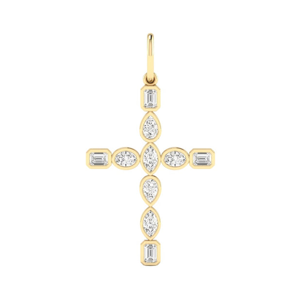 Multi Shape Diamond Cross Pendant