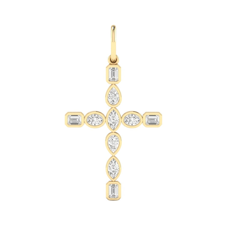 Multi Shape Diamond Cross Pendant