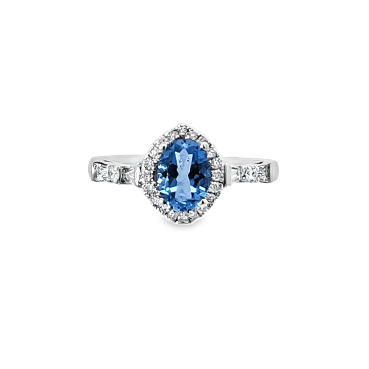 BLUE TOPAZ & DIAMOND RING