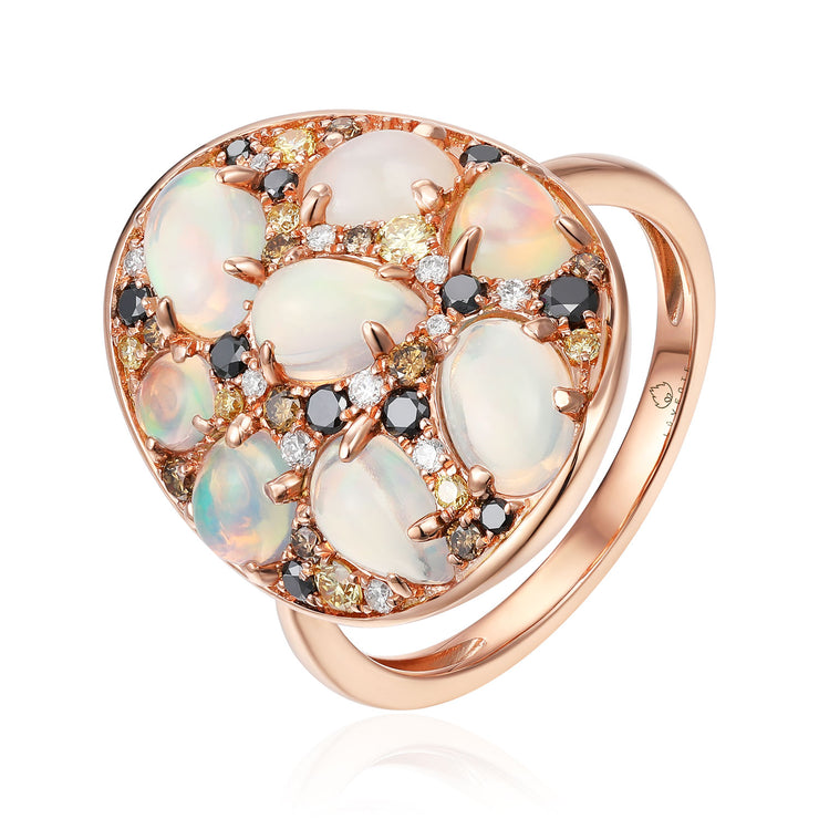 LUVENTE – OPAL & COLORED DIAMOND RING